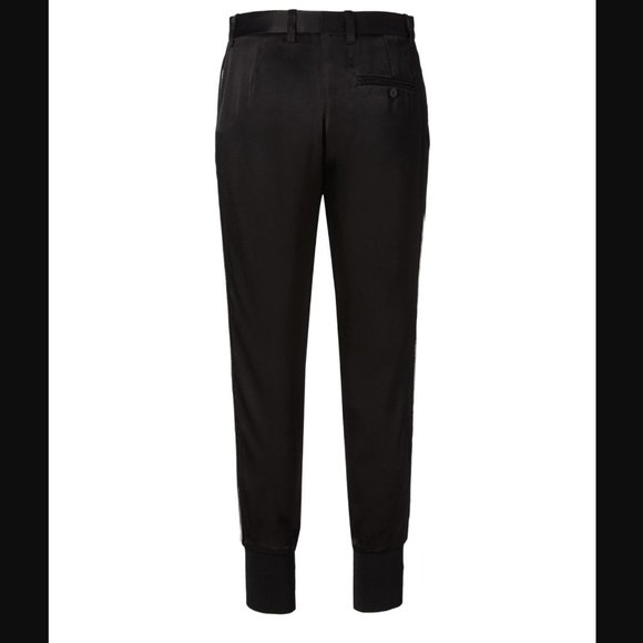 NWOT 3.1 Phillip Lim black satin jogger pants with metallic side stripe, 0 - Picture 3 of 7